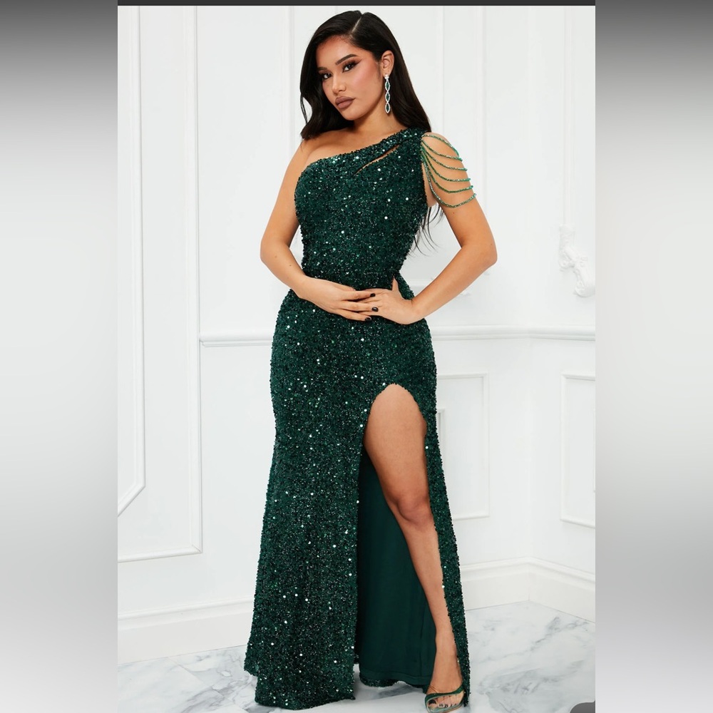 Sequin Gown - Emerald NWT